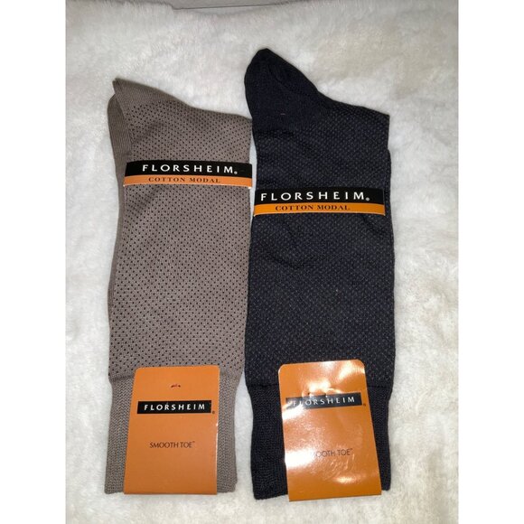 Florsheim Cotton Modal Men's 2 pr. Brown/Black  Dress Socks shoe size 6-12 - Picture 2 of 3